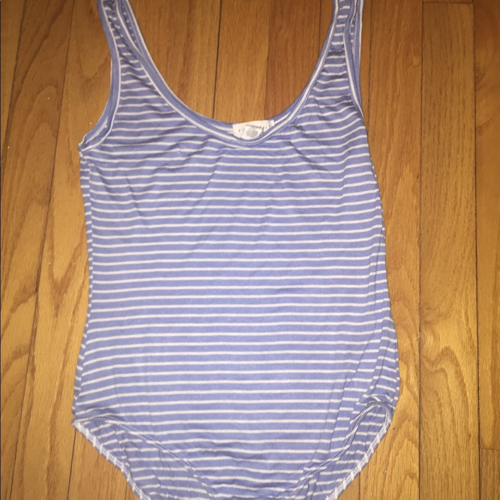Blue and White Tank Top Bodysuit